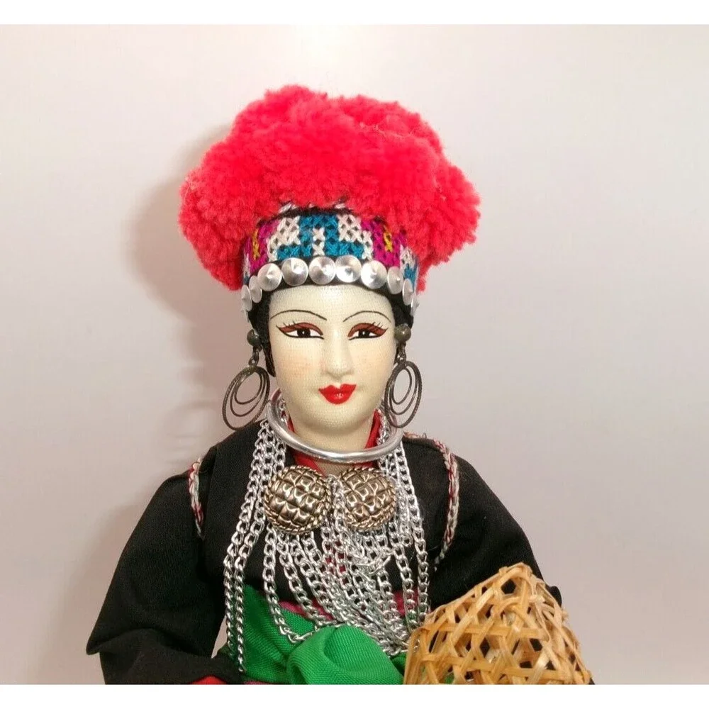 House Of Handicrafts Folk Art Doll Meo Lai by Artist Vanida Stockinette Face 10
